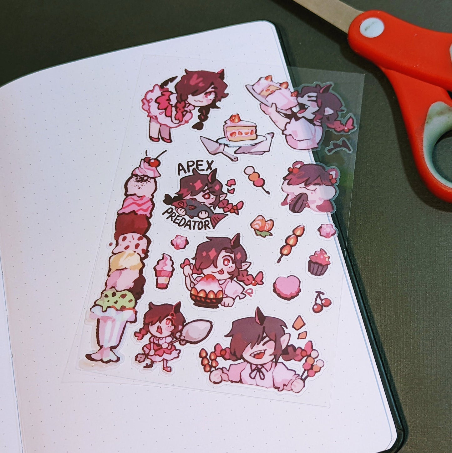 Transparent Sticker Sheet - A Fiend's Sweet Tooth (Original Character)