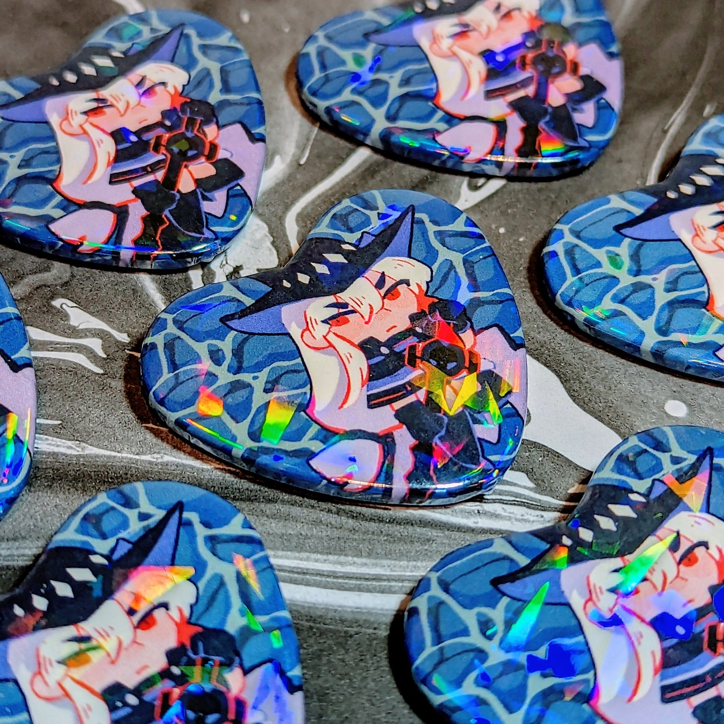 Abyssal Hunters Holographic Heart Buttons (Arknights)