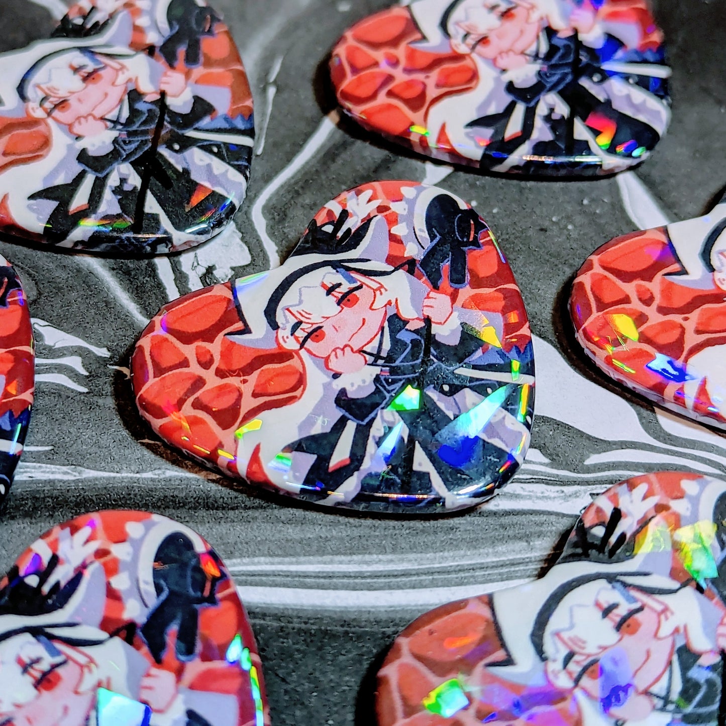 Abyssal Hunters Holographic Heart Buttons (Arknights)