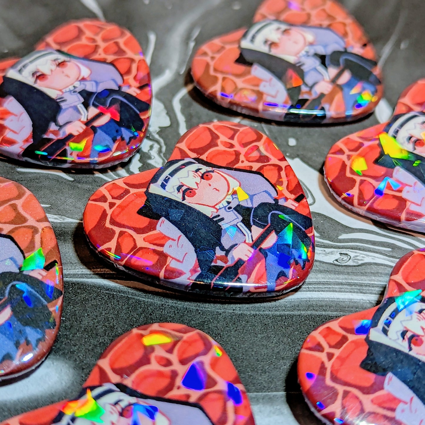 Abyssal Hunters Holographic Heart Buttons (Arknights)