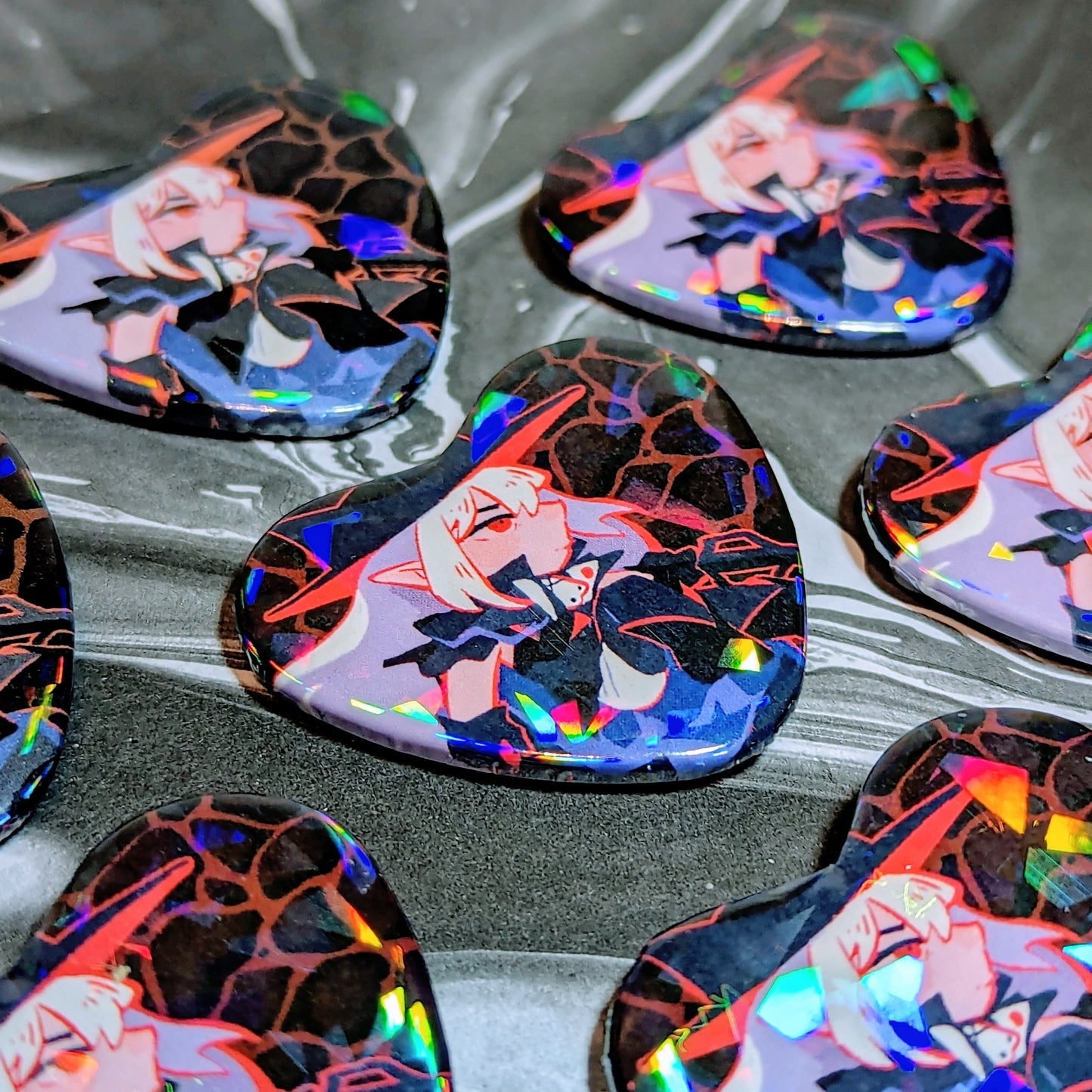 Abyssal Hunters Holographic Heart Buttons (Arknights)