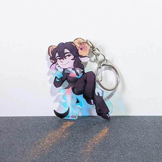 Iridescent Acrylic Keychain - Blue Flames (Original Character)