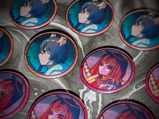 Glossy Pinback Buttons - Fourth Match Flame Ryoshu + Sunshower Yi Sang